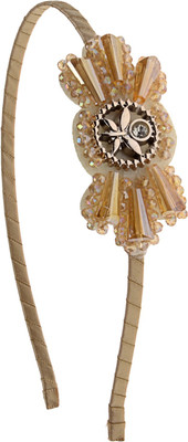 

The Ethnic Wears Metal Alloy, Silk Covered, Beeds, Crystal & CZ Stones, etc. Hair Band(Gold)