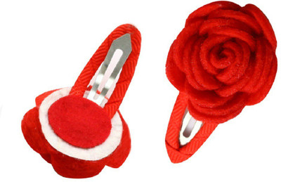 

Dchica Chic Felt Flower For Girls Set of 2 Hair Clip(Red)