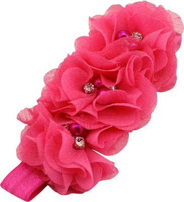 

AkinosKIDS Chiffon Flower Pearl Diamond Embellished Head Band(Pink)