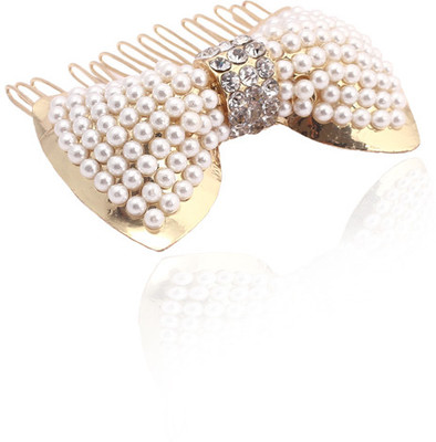 

Sparkle Street Pearl Bow Hair Band(Gold, White)