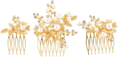 

My DT Lifestyle FLOWER STYLE PEARL STUDD SET OF 3 Hair Pin(Gold)