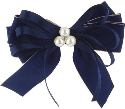 

Fayon Party Style Diva Blue Ribbon With Pearl Hair Clip(Blue)