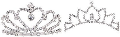 

AshopZ Girls 2 Piece Set Lovely Princess Wedding Tiara Crown Comb w/ Rhinestones Hair Accessory Set(Multicolor)