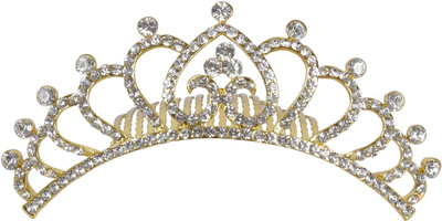 

Muchmore Traditional Crown For Woman And Girls For Party And Wedding/Party Wear Occasion Hair Clip(Gold, White)