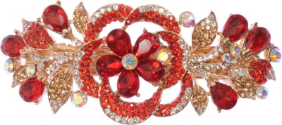 

Mansiyaorange party Wedding casual wear fancy Golden pin accessories Hair Clip(Red)