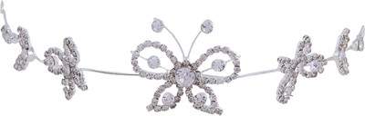 

Pink Rose Butterfly Charm Bridal Hair Chain(White)