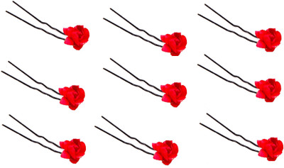

Sanjog Paper Flower Bun U Pin For Wedding/Party Hair Clip(Red)