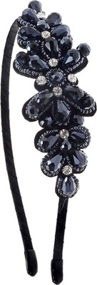 

The Ethnic Wears Metal Alloy, Silk Covered, Beeds, Crystal & CZ Stones, etc. Hair Band(Black)