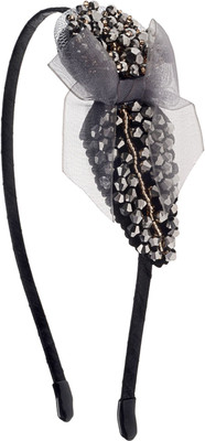 

The Ethnic Wears Metal Alloy, Silk Covered, Beeds, Crystal & CZ Stones, etc. Hair Band(Black)