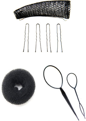 

Pankh Twister Updo, Topsy Tail And Donut Bun Maker Combo Hair Accessory Set(Black)