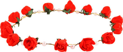 

Style Tweak Red Floral Pearl Tiara Princess Crown Head Band(Red)