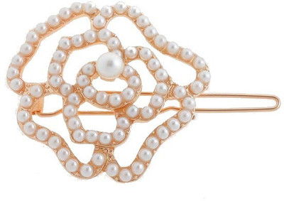 

Crunchy Fashion Contemporary Pearl Rose Hair Pin(Gold)