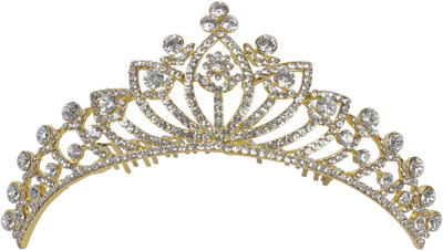 

Muchmore Gorgeous Beautiful Style Fashion Crown For Women Gift Jewelry Hair Clip(Gold, White)