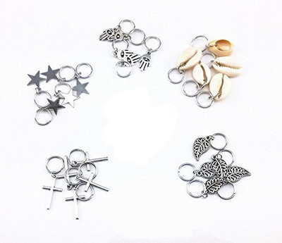 

Yueton 25pcs Silver Ring Shell Hands Cross Leaves Star Pendant Rings Set Hair Clip Headband Hair Accessories Hair Clip(Multicolor)