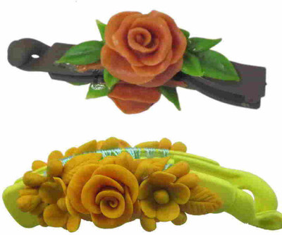 

Advanc Hotline Porcelain clay work fancy banana clip (Combo of 2) Hair Clip(Multicolor)