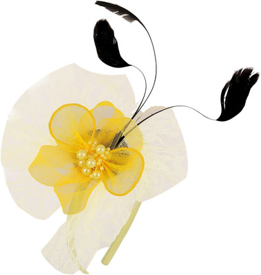 

Sanjog Retro Feather Mesh Net Flower Hat Fascinators Hairband/Headband/Hair Clip (Yellow) For Kids/Girls Hair Clip(Yellow)