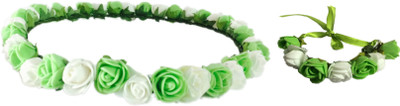 

Loops n knots Green & White Head Band(Multicolor)