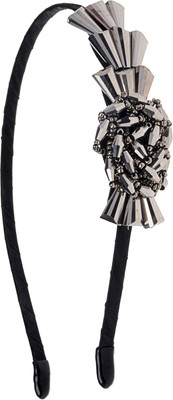 

The Ethnic Wears Metal Alloy, Silk Covered, Beeds, Crystal & CZ Stones, etc. Hair Band(Black)