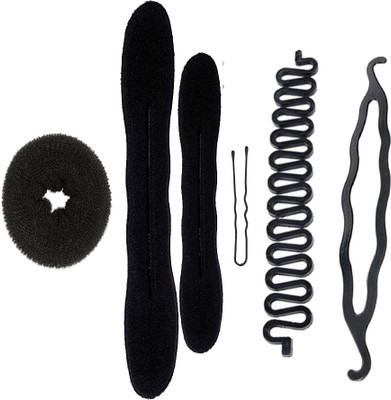 

SENECIO DIY Set of 6 Donut Bun Maker As seen on TV Celebrity Hair Accessory Set(Black)