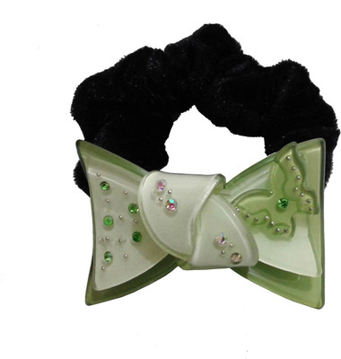 

Shreya Collection Fashionable Green & Black Colour Bow Style Ponytail Hair Accessories (Elastic) Rubber Band(Green)