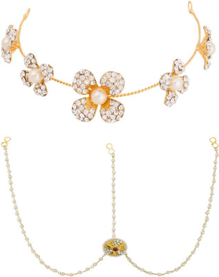 

Pankh Brouch and Mangtikka Hair Accessory Set(Gold)