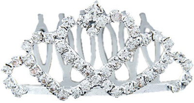 

Young & Forever Luxury Hearts Princess Crown Hair Clip(Silver)