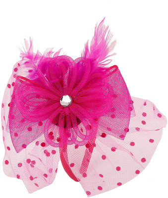

Sanjog Retro Feather Mesh Net Flower Hat Fascinators Hairband/Headband/Hair Clip (Dark Pink) For Kids/Girls Hair Clip(Pink)
