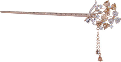 

Pink Rose Princess Charm Juda Stick Hair Pin(Brown, White, Gold)