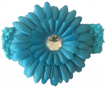 

NeedyBee Baby Girls Soft Elastic Crochet Embellished with Daisy Flower Head Band(Blue)