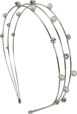 

Ammvi Creations German Pearl and CZ Sleek Triple for Women Hair Band(Silver)