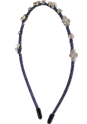 

The Ethnic Wears Metal Alloy, Silk Covered, Beeds, Crystal & CZ Stones, etc. Hair Band(Blue)