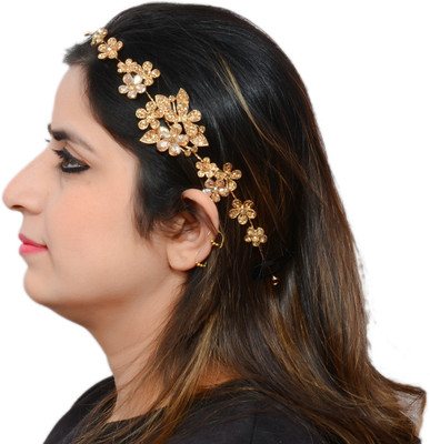 Mansiyaorange Latest Floral Funky Flexible Foldable Tiarra Hair Pin Hair Accessory Set(Gold)