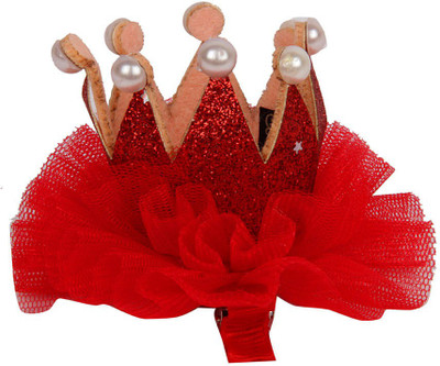 

Pikaboo Pearl Studded Crown Hair Clip(Red)