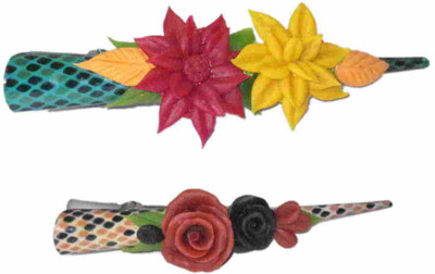 

Advanc Hotline Porcelain clay work fancy banana clip (Combo of 2) Hair Clip(Multicolor)