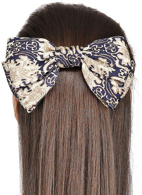

Fayon Contemporary Statement Blue Cloth Criss Cross Printed Hair Pin(Blue)