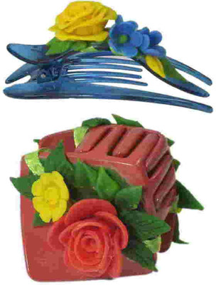 

Advanc Hotline Porcelain clay work fancy banana clip (Combo of 2) Hair Clip(Multicolor)
