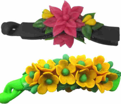 

Advanc Hotline Porcelain clay work fancy banana clip (Combo of 2) Hair Clip(Multicolor)