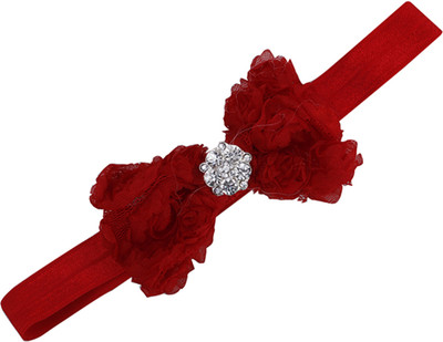 

Pikaboo Rhinestone centre rosette Head Band(Red)