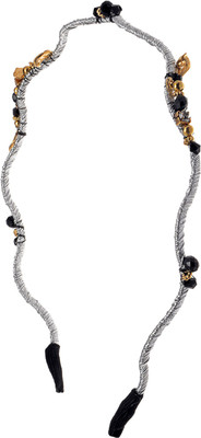 

The Ethnic Wears Metal Alloy, Silk Covered, Beeds, Crystal & CZ Stones, etc. Hair Band(Silver)