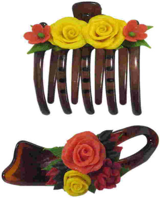 

Advanc Hotline Porcelain clay work fancy banana clip (Combo of 2) Hair Clip(Multicolor)