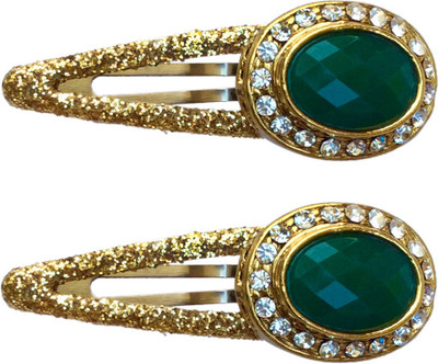 

B-Fashionable Glittering Oval Snap Tic Tac Clip(Green)