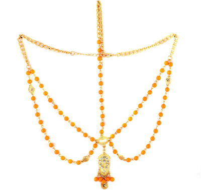

Blur Orange Beaded headband Head Band(Orange, Gold)
