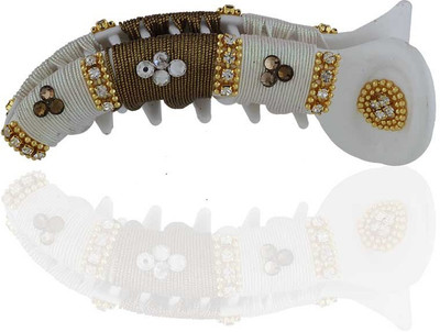 

Anuradha Art Stylish Collection Banana Clip(White, Gold)