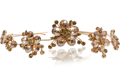 

Mansiyaorange Latest Floral Funky Flexible Foldable Tiarra Hair Pin Hair Accessory Set(Gold)