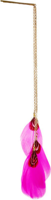 

Fayon Chunky Fashion Pink Long Feather With Golden Chain Hair Pin(Pink)