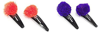 

AccessHer 2 pairs of Tic Tac pins with Pom Poms for Women and girls Tic Tac Clip(Multicolor)