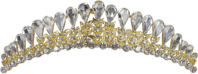 

Muchmore Gorgeous Beautiful Style Fashion Crown For Women Gift Jewelry Hair Clip(Gold, White)