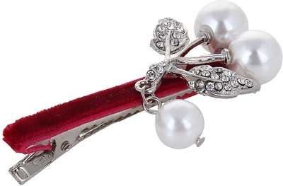 

Fayon Chic Stylish White Imitation Pearl Maroon Hair Pin(Maroon)