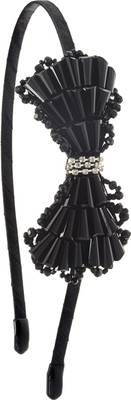 

The Ethnic Wears Metal Alloy, Silk Covered, Beeds, Crystal & CZ Stones, etc. Hair Band(Black)