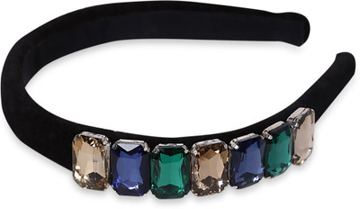 Hair Drama Company Stone Studded Hairband Head Band(Black)